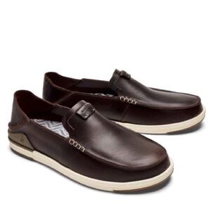 OluKai Men’s Kakaha Dark Brown Leather Slip-On Loafers. Convertible loafer